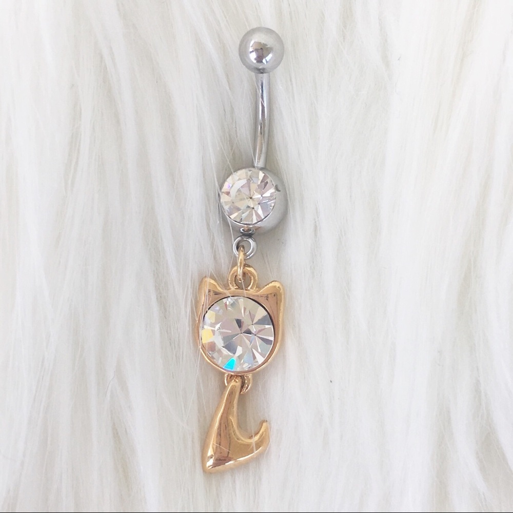 ⤵️$16 NWT Cat Gold & Silver Surg Steel Belly Ring
